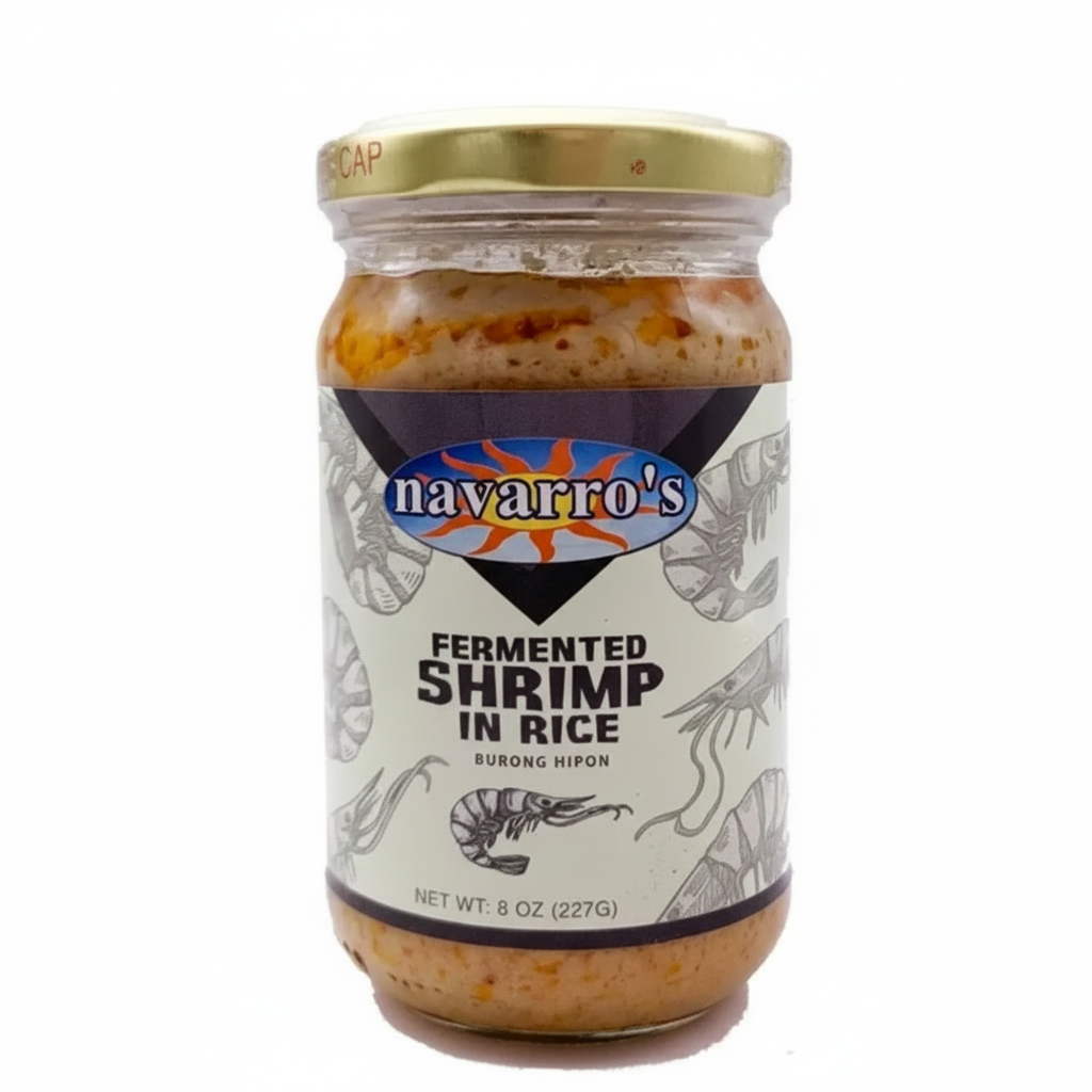 Jar of Navarro's Fermented Shrimp in Rice on a white background